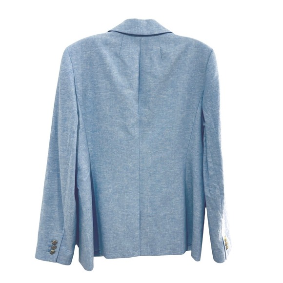New J.Crew Linen Cotton Blazer Womens 10 Light Blue Gold Buttons Fully Lined NWT - Picture 5 of 11
